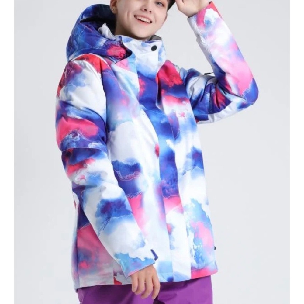 SMN Everbright Snowboard Ski Jacket Waterproof Insulated Cloud Print Womens S